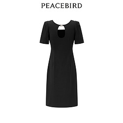 PEACEBIRD 太平鸟 女装2024年夏季新款抽皱针织连衣裙A1FAE2411