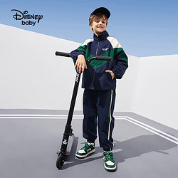 Disney 迪士尼 儿童男童套装前开拼色外套束脚运动裤两件套24春DB411AA01蓝130