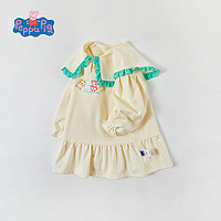 小猪佩奇儿童童装女童连衣裙儿童夏季甜美女孩裙子舒适透气彩虹 K01米色 90