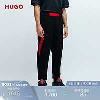 HUGO 男士2024春夏红色饰带宽松版型休闲卫裤 001-黑色 EU:L