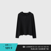 百家好（Basic House）绵羊毛连帽T恤女春季休闲长袖套头打底衫B0633B5O372 黑色 L110-125斤