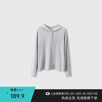 百家好（Basic House）绵羊毛连帽T恤女春季休闲长袖套头打底衫B0633B5O372 灰色 L110-125斤