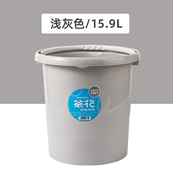 CHAHUA 茶花 水桶塑料家用存水桶储水用朔料大号加厚桶子手提胶桶洗衣圆桶 浅灰色1个（15.9L）