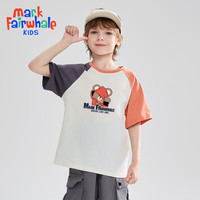 马克华菲2024男女童纯棉短袖儿童宽松半袖洋气宝宝上衣t恤JZ6 拼砖灰【带帽小熊】 140cm