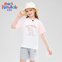 马克华菲2024男女童纯棉短袖儿童宽松半袖洋气宝宝上衣t恤JZ6 拼色粉【渐变兔子】 160cm