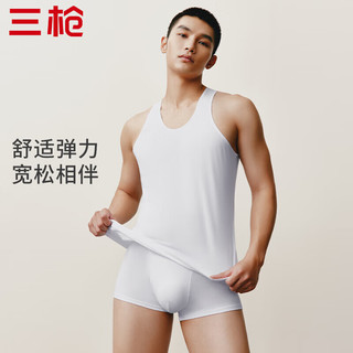 三枪（THREEGUN）纯棉背心男士精漂汗布透气薄款中老年爸爸汗衫全棉老头衫 【2件】特白轻薄精漂汗布 180/120