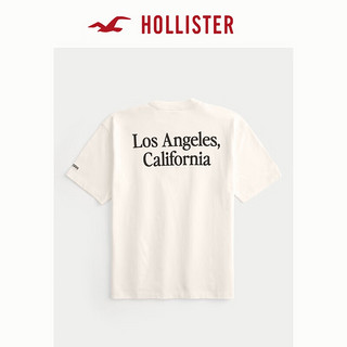 HOLLISTER24夏季美式宽松短款短袖图案T恤男女KI323-4026 乳白色 L(180/108A)