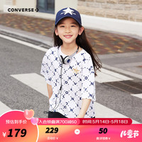 Converse匡威儿童装透气上衣2024中大童女童印花休闲T恤CNVG-TE-G091 纯白色 120/60