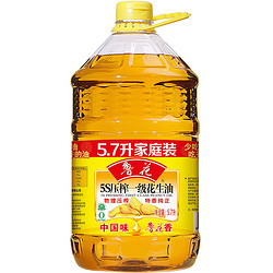 luhua 鲁花 一级花生油食用油5.7L5S物理压榨炒菜烹饪 家用