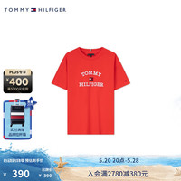 TOMMY HILFIGER24春夏童装男纯棉休闲简约刺绣圆领短袖T恤TH2422594 红色106 S/140cm