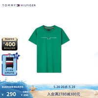 TOMMY HILFIGER24新款春夏童装男纯棉休闲简约刺绣圆领短袖T恤TH2422627 绿色323
