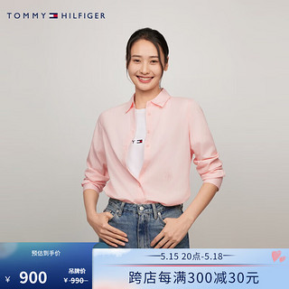 TOMMY HILFIGER24春夏女装纯棉简约圆章刺绣净色合身衬衫WW0WW43344 粉色TJQ 32（XS）