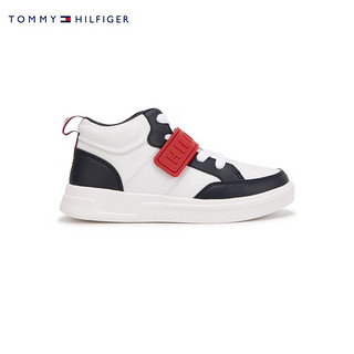 TOMMY HILFIGER24春夏童装男复古撞色魔术贴休闲鞋运动鞋板鞋TH100846 蓝白拼色001 32