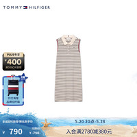 TOMMY HILFIGER24春夏童装女珠地网眼条纹无袖POLO连衣裙TH2422804 黑白条纹214 7/130cm
