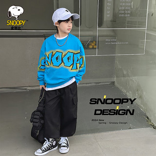 史努比（SNOOPY）儿童衣服春季男童卫衣外出休闲男孩上衣 S炫彩字母钴蓝160