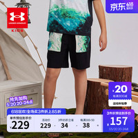 安德玛（Under Armour）童装儿童2024夏季男童短裤梭织透气短裤 黑色 150cm