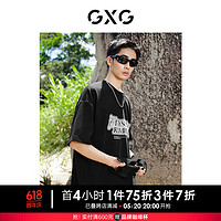 GXG男装    字母印花简约时尚圆领短袖T恤男士上衣 24年夏季 黑色 190/XXXL