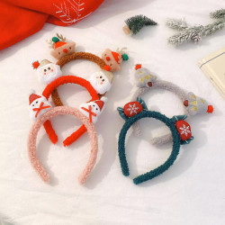 拉夏莉亚圣诞节可爱毛绒儿童发箍圣诞老人毛毛绒麋鹿头箍鹿角发卡女童