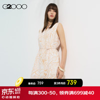 G2000【全棉】G2000女装SS24商场新款透气面料休闲印花无袖连衣裙 可拆卸腰带-黑色连衣裙35寸 M