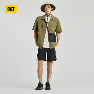 CAT卡特24夏男工装户外风休闲微皱薄款宽松工装短袖衬衫 绿色 M