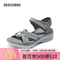 斯凯奇（Skechers）凉鞋女夏季透气户外魔术贴女士休闲凉拖鞋163428 灰色/GRY 40