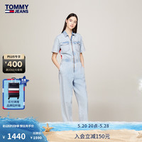 TOMMY JEANS24新款春夏女装纯棉潮流后背拼色拉链翻领牛仔连体裤18112 牛仔蓝1AB XS