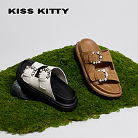 Kiss Kitty KISSKITTY2024年夏季新款勃肯厚底外穿凉拖鞋通勤女鞋休闲一字拖