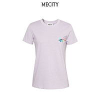 百亿补贴：MECITY 女士夏季新款100%棉纯色修身短袖logo印花T恤女518591