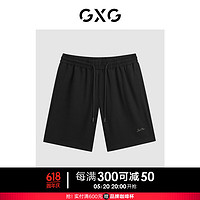 GXG男装 2024年夏季撞色小刺绣休闲宽松短裤男休闲裤 黑色 170/M