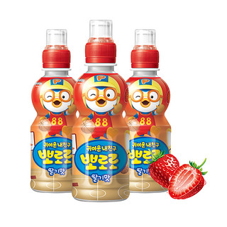 88VIP：Pororo 韩国进口啵乐乐草莓味儿童果汁饮料235ml*3瓶健康水果科学调配