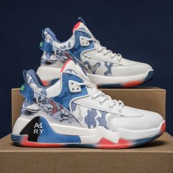 莫诗尼厚底增高aj篮球鞋男2024秋冬新款韩版高帮拼色运动鞋男透气潮