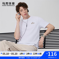 马克华菲【华夫格】潮牌重工刺绣点缀男士短袖T恤2024夏季宽松上衣T恤 803本白 XXL