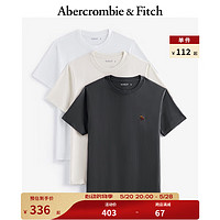 ABERCROMBIE & FITCHAF男装 24春夏新品美式风小麋鹿圆领短袖套装(3件装) KI124-4175 灰色，米色，白色 L  (180/108A)