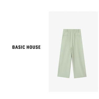 Basic House/百家好夏季垂感高腰休闲女士直筒长裤-B0624B5U222 灰色 S90-105斤