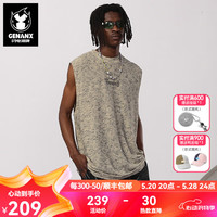 闪电潮牌2024夏季新款美式山系压皱胶浆印花宽松无袖背心T恤男运动潮流