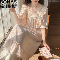 BONAS 寶娜斯 女士甜美短袖連衣睡裙 圖案可選