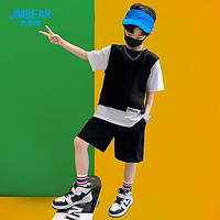 JMBEAR 杰米熊 男童套装2024夏季新款中大童韩版男孩纯棉短袖短裤两件套装