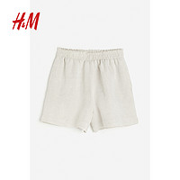 H&M HM女装裤子2024夏季新款宽松版型亚麻混纺松紧短裤1222706