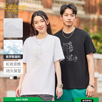 卡宾男装 炫彩小熊刺绣T恤潮流街头短袖无性别上衣 漂白色02 50/175/L