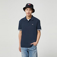 TOMMY HILFIGER Tommy Jeans 23男珠地网眼螺纹提花拼色袖口合身短袖POLO衫15751