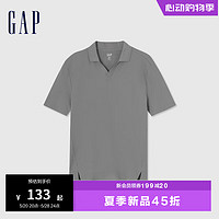 Gap男女装2024夏季网眼翻领T恤简约基础款短袖T恤男T恤女885510 灰色 170/92A(M)亚洲尺码