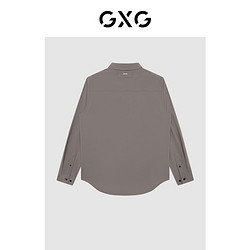 GXG 男装 商场同款极简系列卡其色微阔翻领长袖衬衫 22年冬季新品