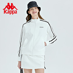 Kappa 卡帕 针织帽衫2023新款女运动卫衣休闲针织开衫印花长袖外套