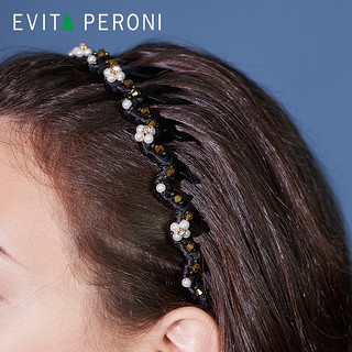 依慧达（Evita Peroni ）仿珍珠发箍防滑皇冠发箍时尚百搭发卡  金黑色