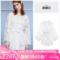 好奇蜜斯(Miss Curiosity)蕾丝睡袍女夏季2024睡衣舒适性感法式家居服纯欲 晨曦白 均码