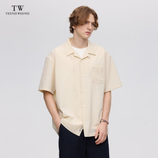 TEENIE WEENIE 【小熊翻领】小熊男装翻领短袖衬衫 白色休闲上衣