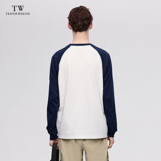 Teenie Weenie Men小熊男装撞色T恤男2024夏季休闲t恤圆领长袖 白色 185/2XL