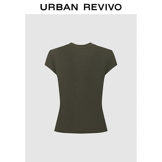 URBAN REVIVO 女士潮流百搭时尚纯色套头短袖T恤 UWV440191 石色 S