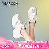 YEARCON 意尔康 女鞋2024夏季网纱单鞋厚底增高老爹鞋休闲鞋 29166W 白/粉 36
