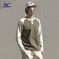 Mizuno 美津浓 HERITAGE系列 23新款男子运动百搭 吸湿透气休闲长袖T恤 38/橄榄绿 XL